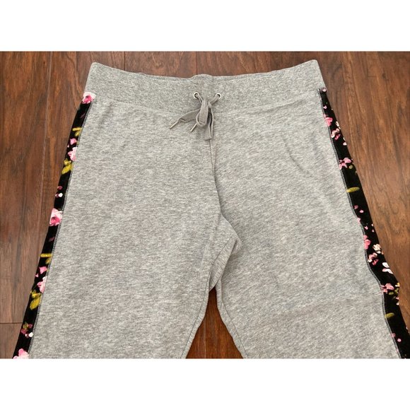 VS Full Zip Hoodie And Capri Sweat Pants SIZE Small Charcoal & Light Gray Floral - Picture 6 of 11